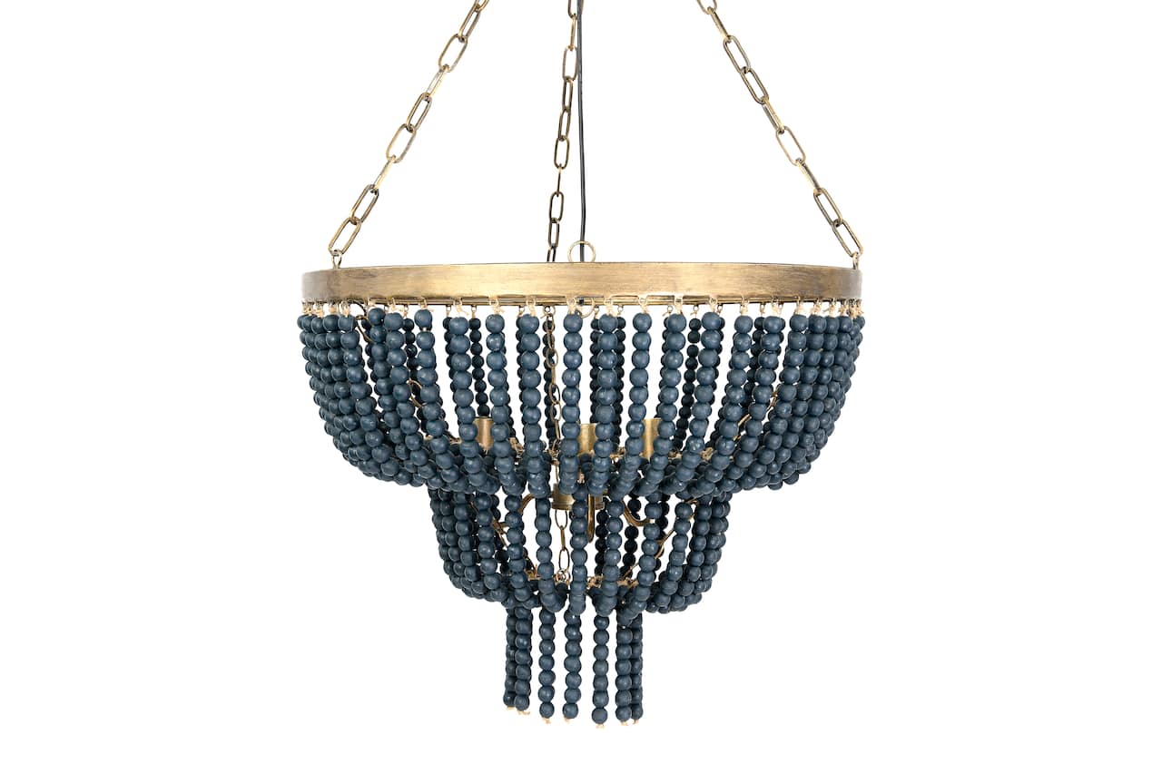 Hello Honey® 25.5" Iron Pendant Light With Blue Wood Beads